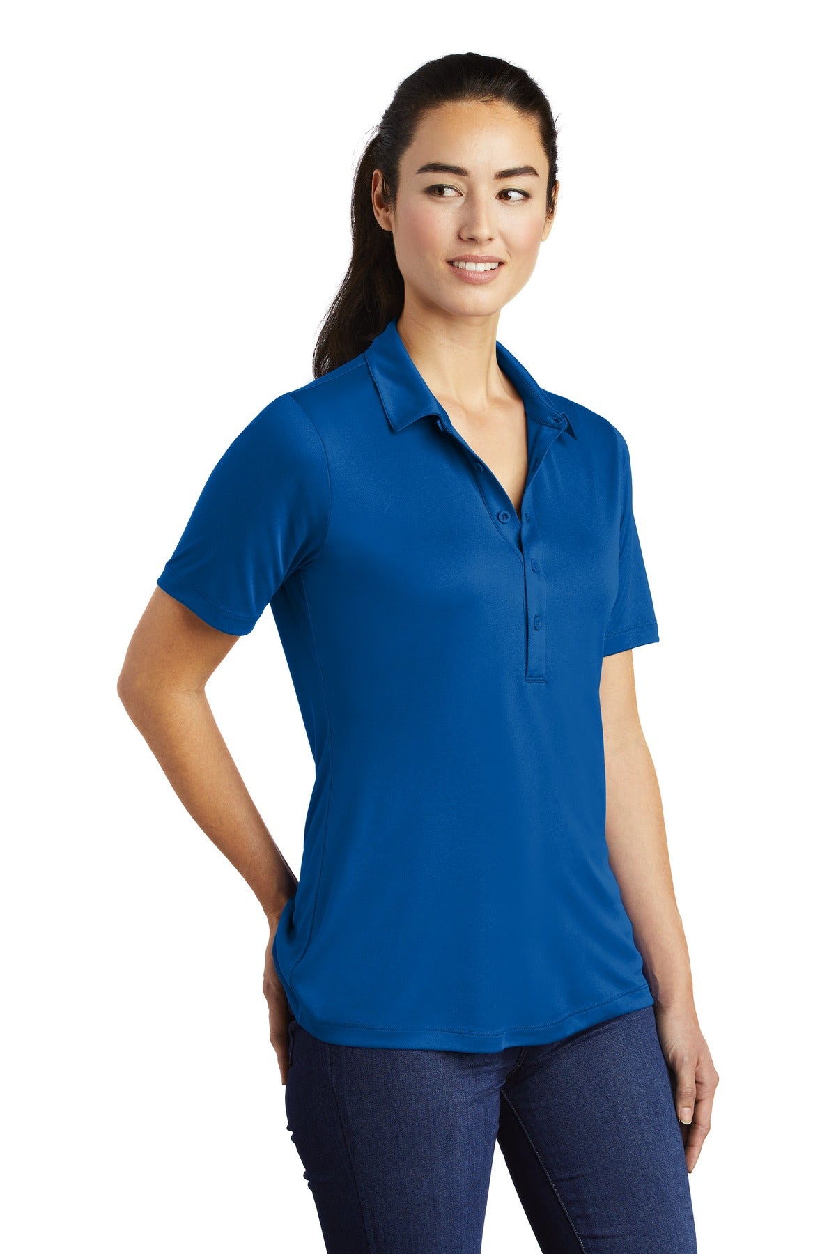 True Royal Sport-Tek Women's Posi-UV Pro Polo. LST520