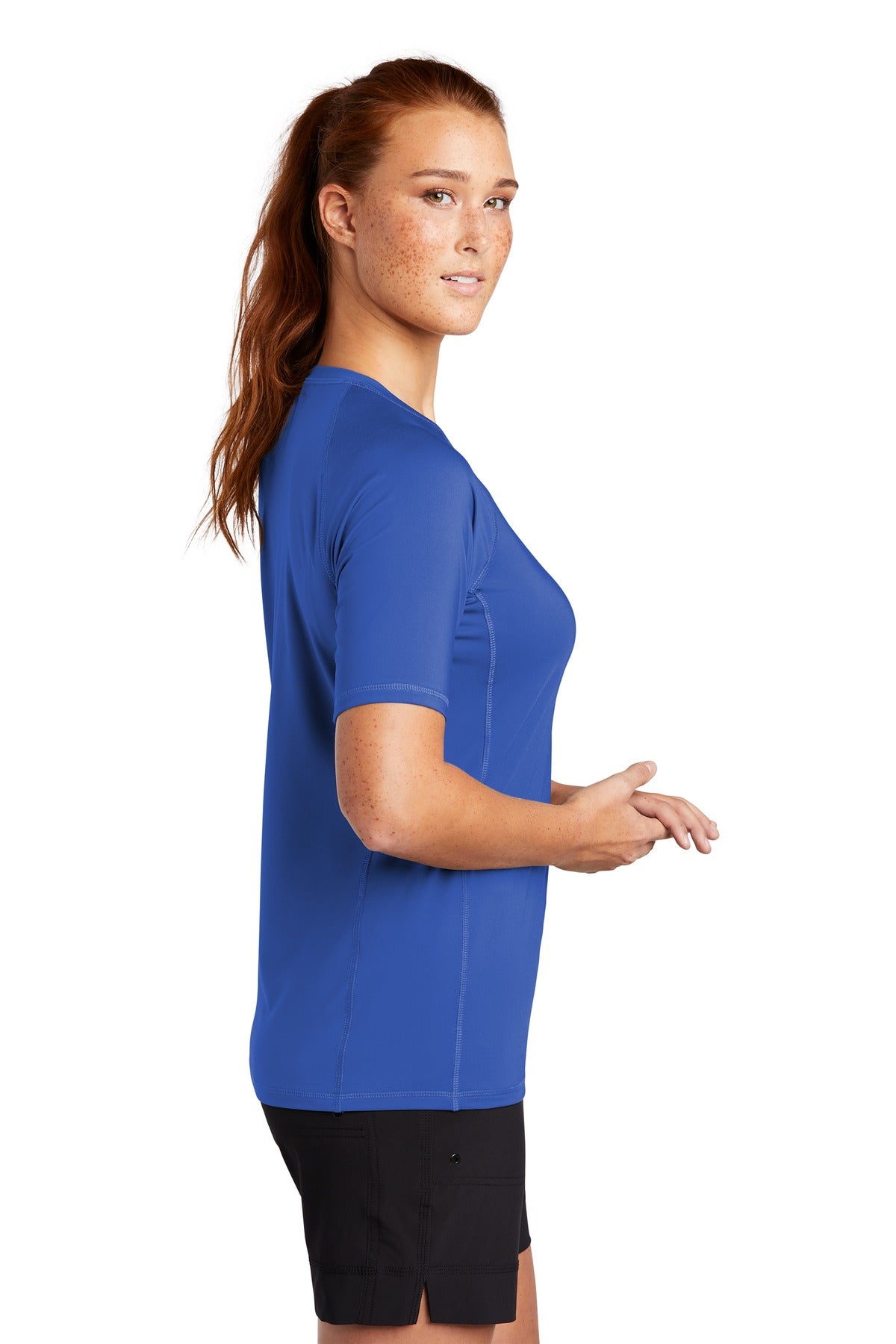 True Royal Sport-Tek Women's Rashguard Tee. LST470