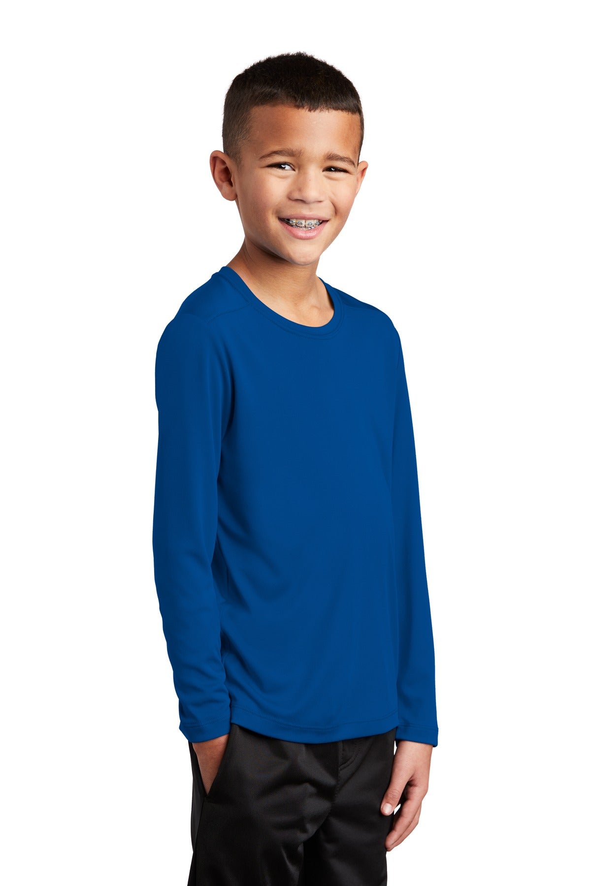 True Royal Sport-Tek Youth Posi-UV Pro Long Sleeve Tee. YST420LS