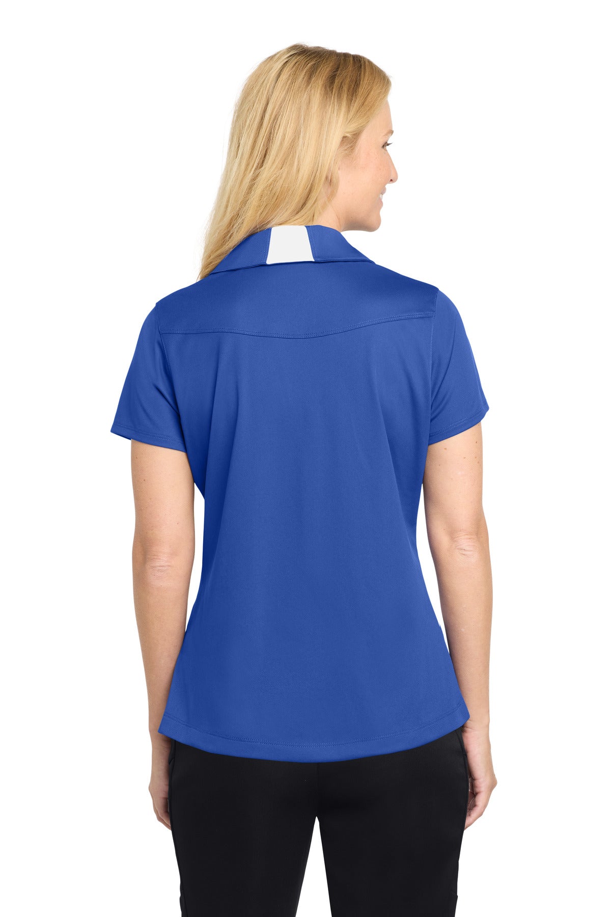 True Royal/Wht Sport-Tek Women's Side Blocked Micropique Sport-Wick Polo. LST655