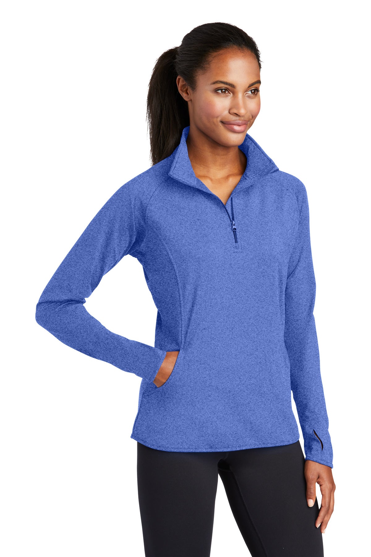 True Ryl Hthr Sport-Tek Women's Sport-Wick Stretch 1/4-Zip Pullover. LST850