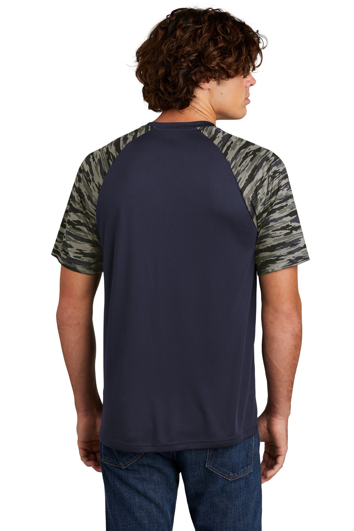 TrueNavy Sport-Tek Drift Camo Colorblock Tee ST376