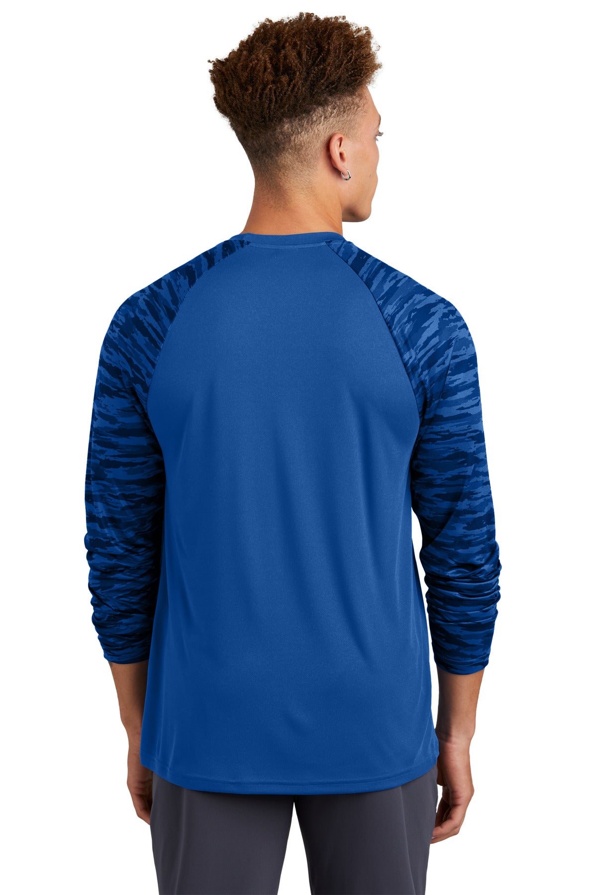 TrueRoyal Sport-Tek Drift Camo Colorblock Long Sleeve Tee ST376LS