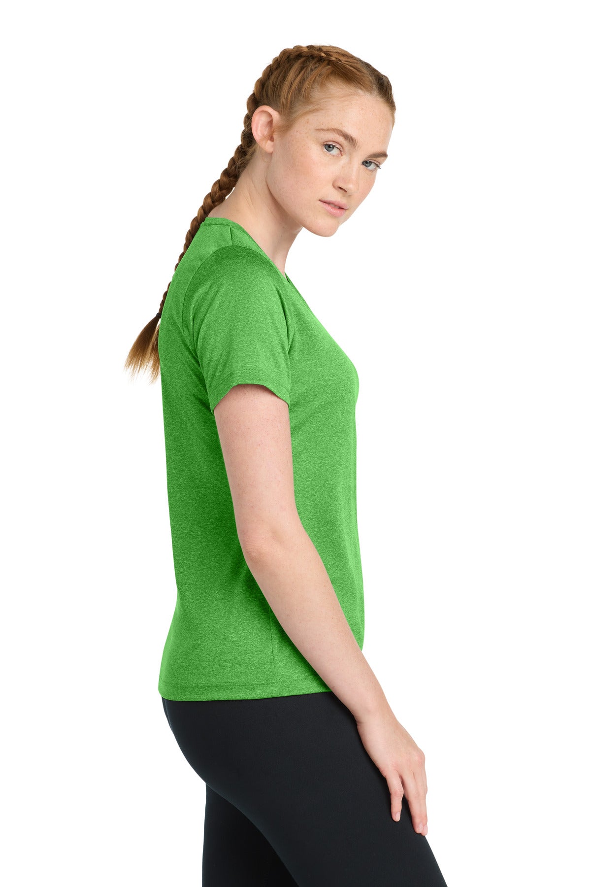 Turf Grn Hthr Sport-Tek Women's Heather Contender Scoop Neck Tee. LST360