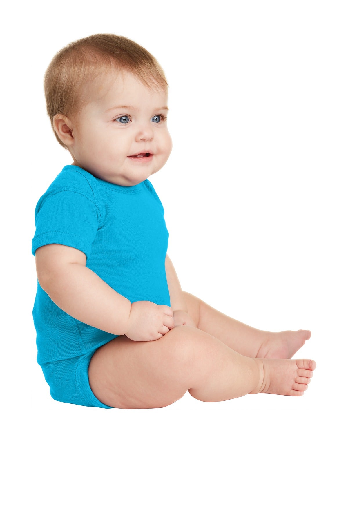 Turquoise Rabbit Skins Infant Short Sleeve Baby Rib Bodysuit. RS4400