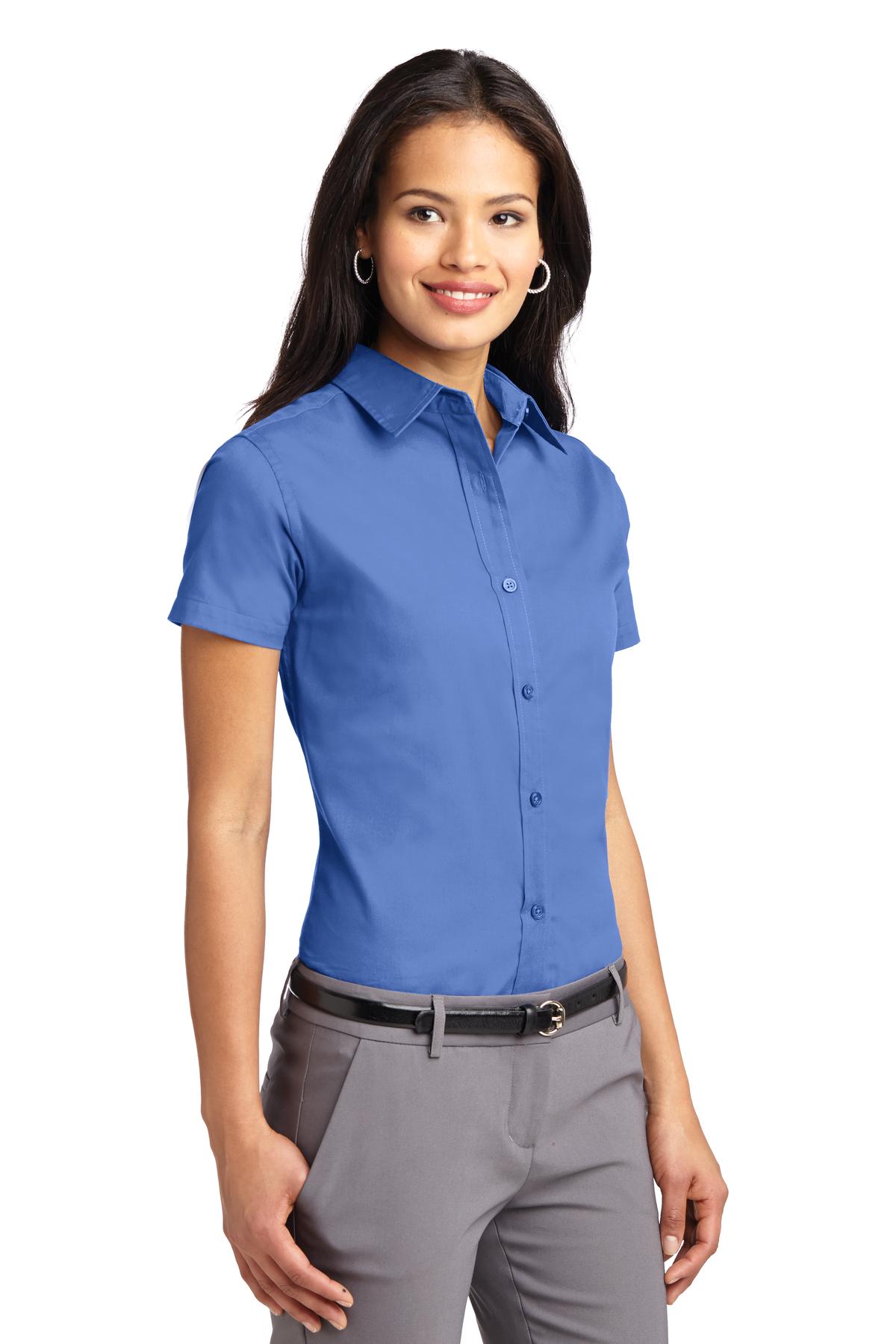 Ultramarne Blu Port Authority Women's Short Sleeve Easy Care Shirt. L508