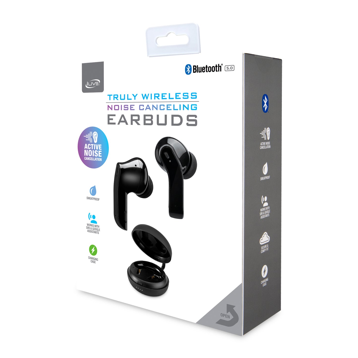 Black iLive™ Truly Wire-Free Earbuds with Active Noise Canceling