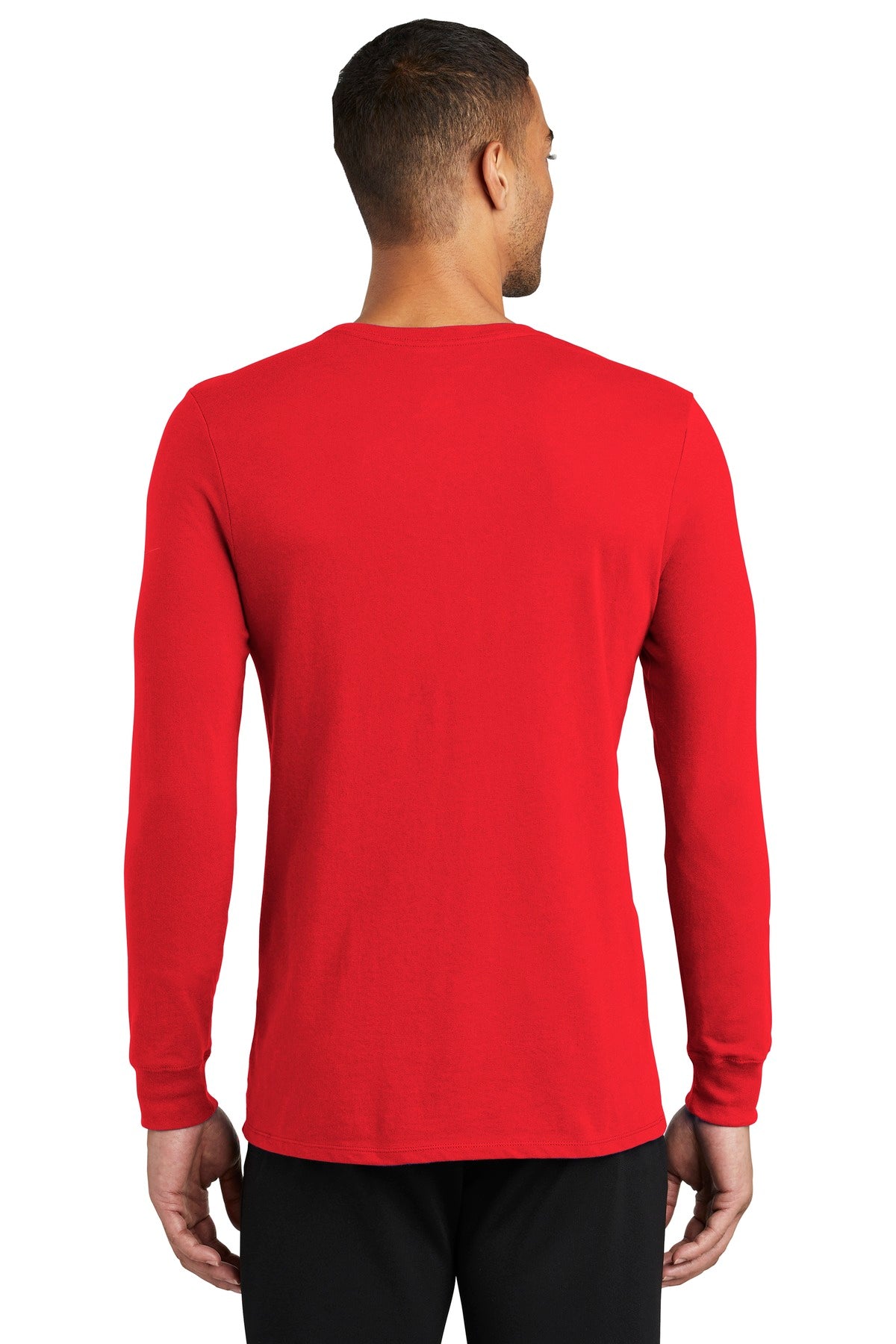 University Red Nike Dri-FIT Cotton/Poly Long Sleeve Tee. NKBQ5230