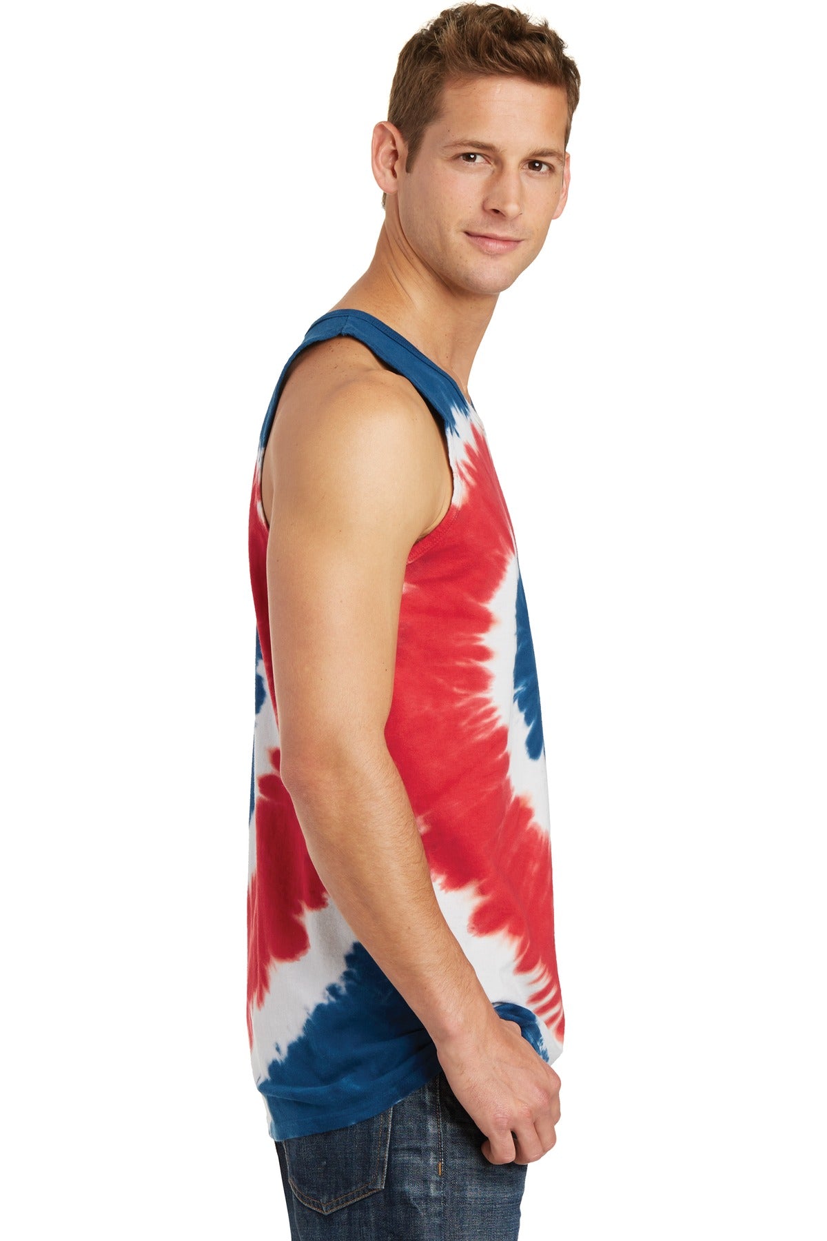 USA Rainbow Port & Company Tie-Dye Tank Top. PC147TT