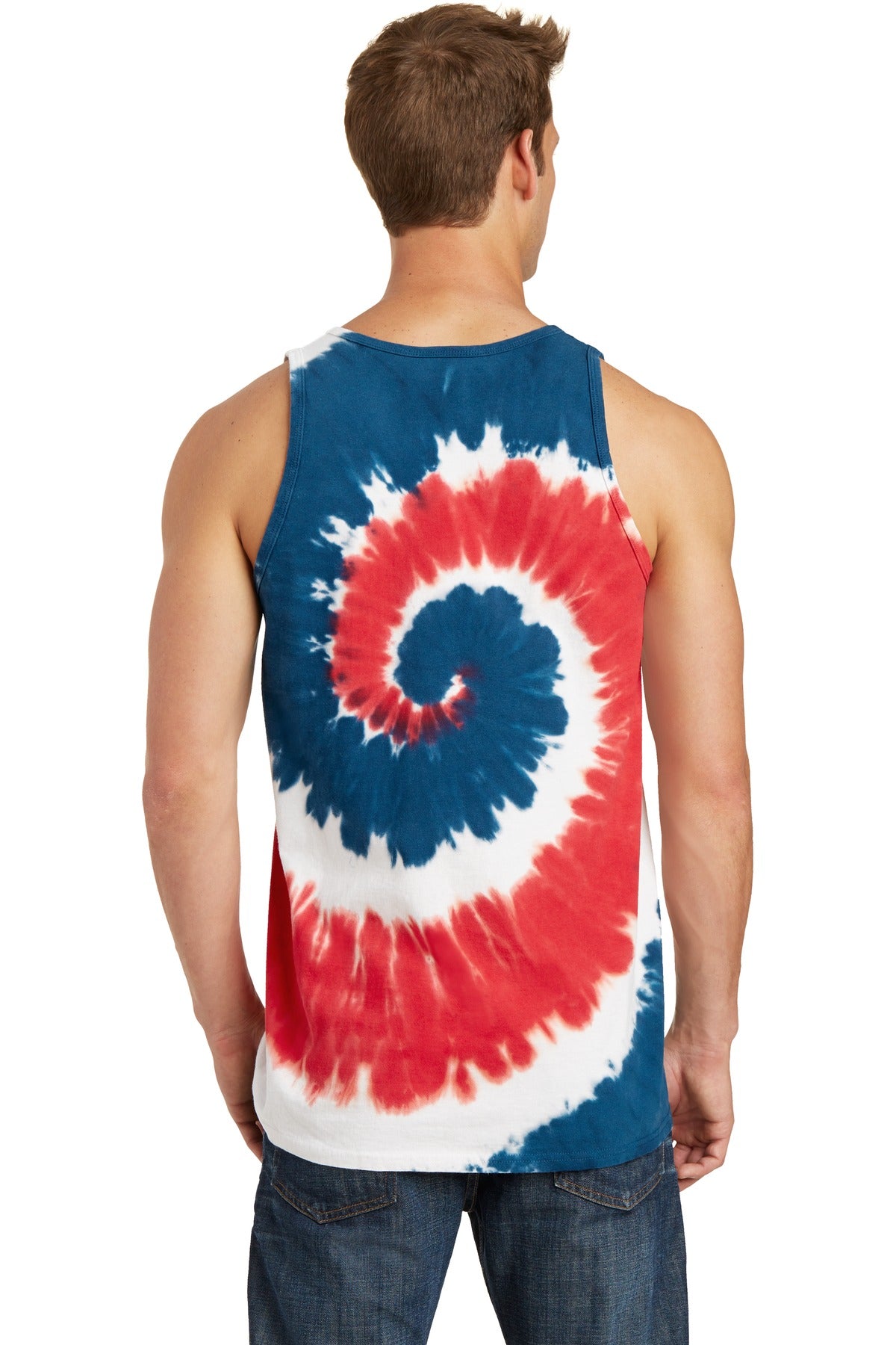 USA Rainbow Port & Company Tie-Dye Tank Top. PC147TT