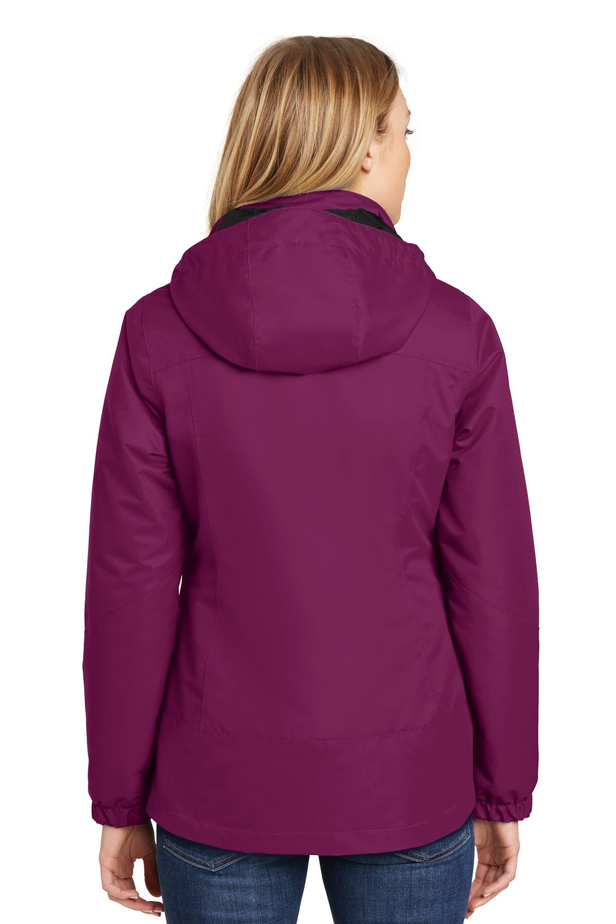 Very Berry/Blk Port Authority Women's Vortex Waterproof 3-in-1 Jacket. L332