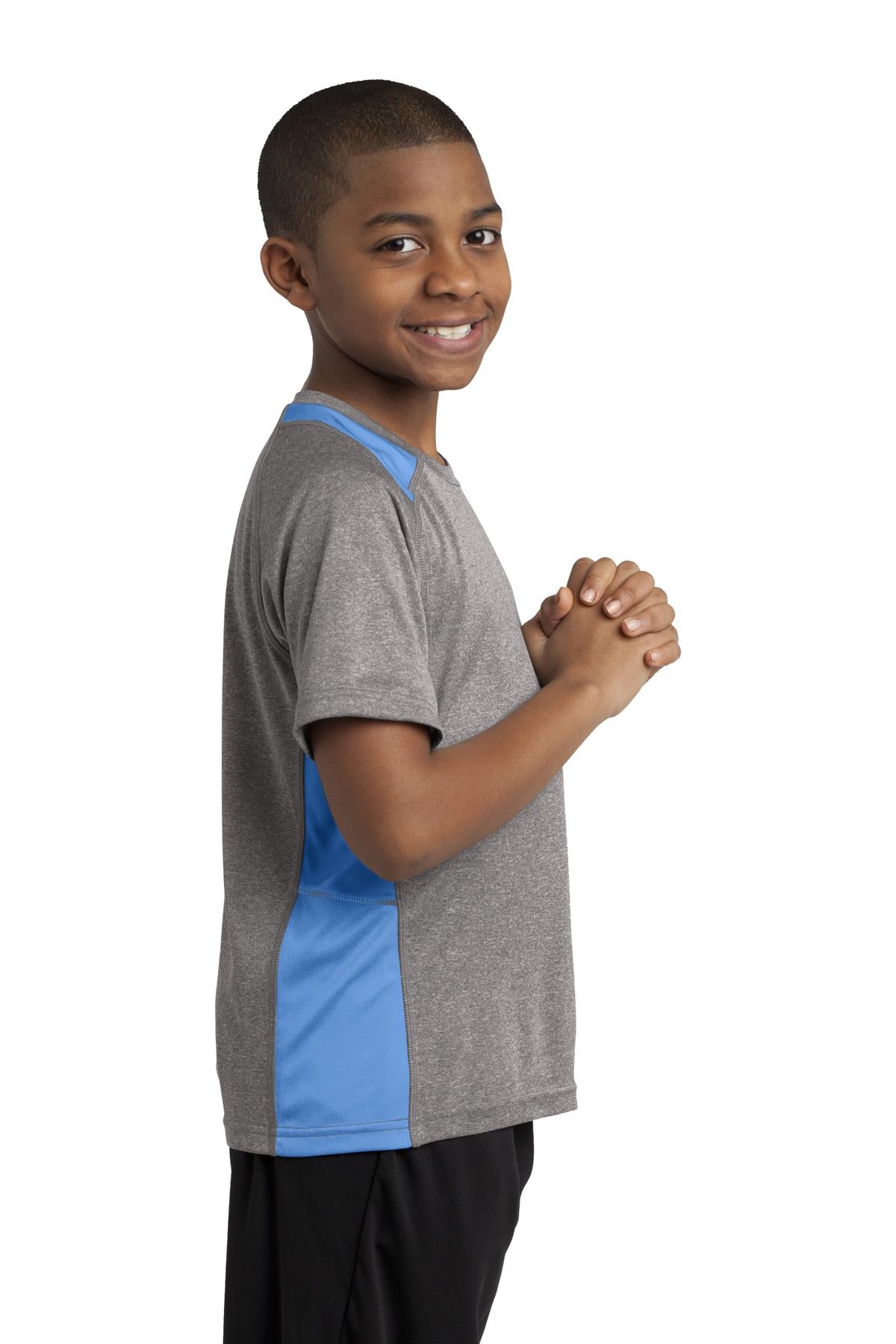 Vnt He/Car Blu Sport-Tek Youth Heather Colorblock Contender Tee. YST361