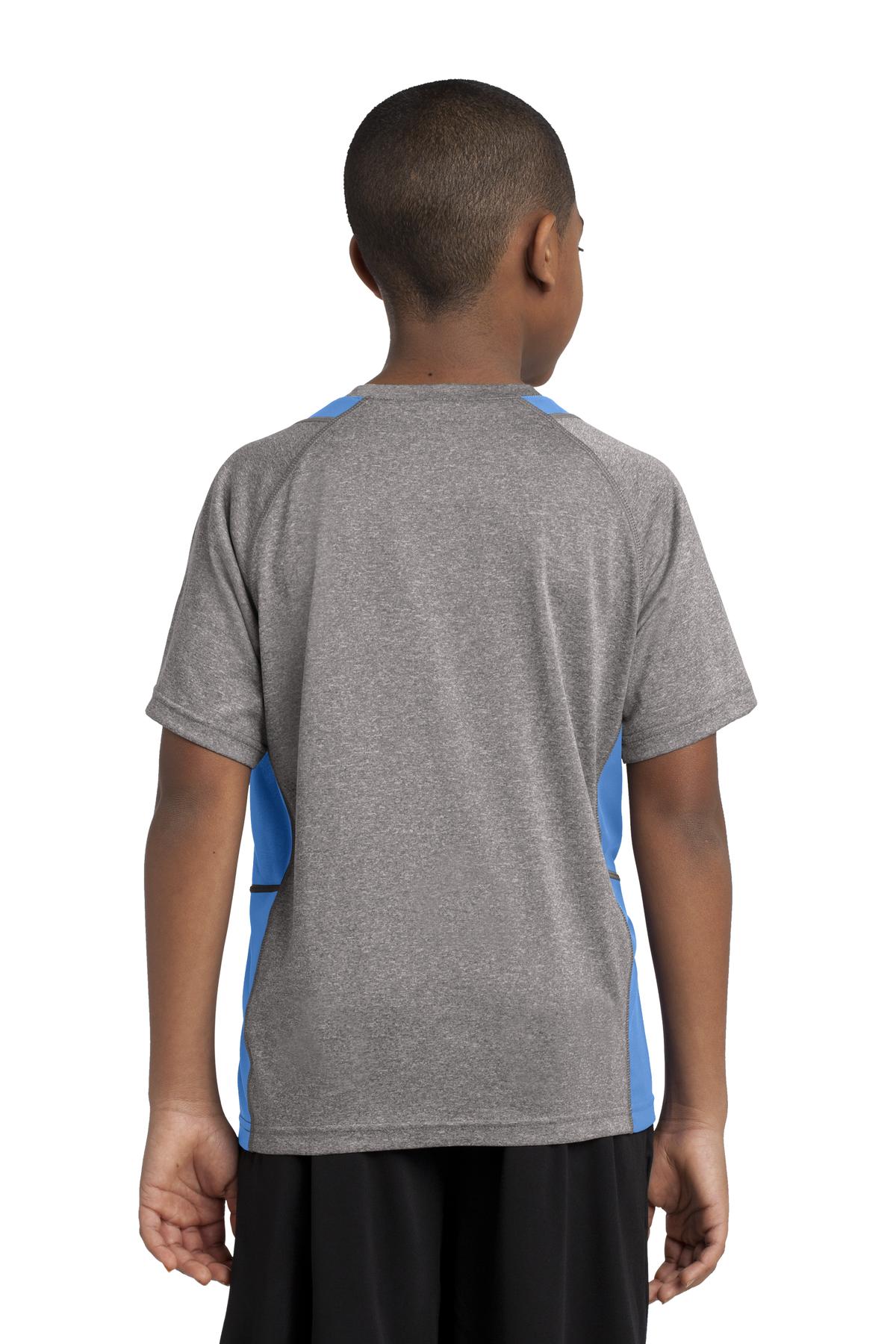 Vnt He/Car Blu Sport-Tek Youth Heather Colorblock Contender Tee. YST361