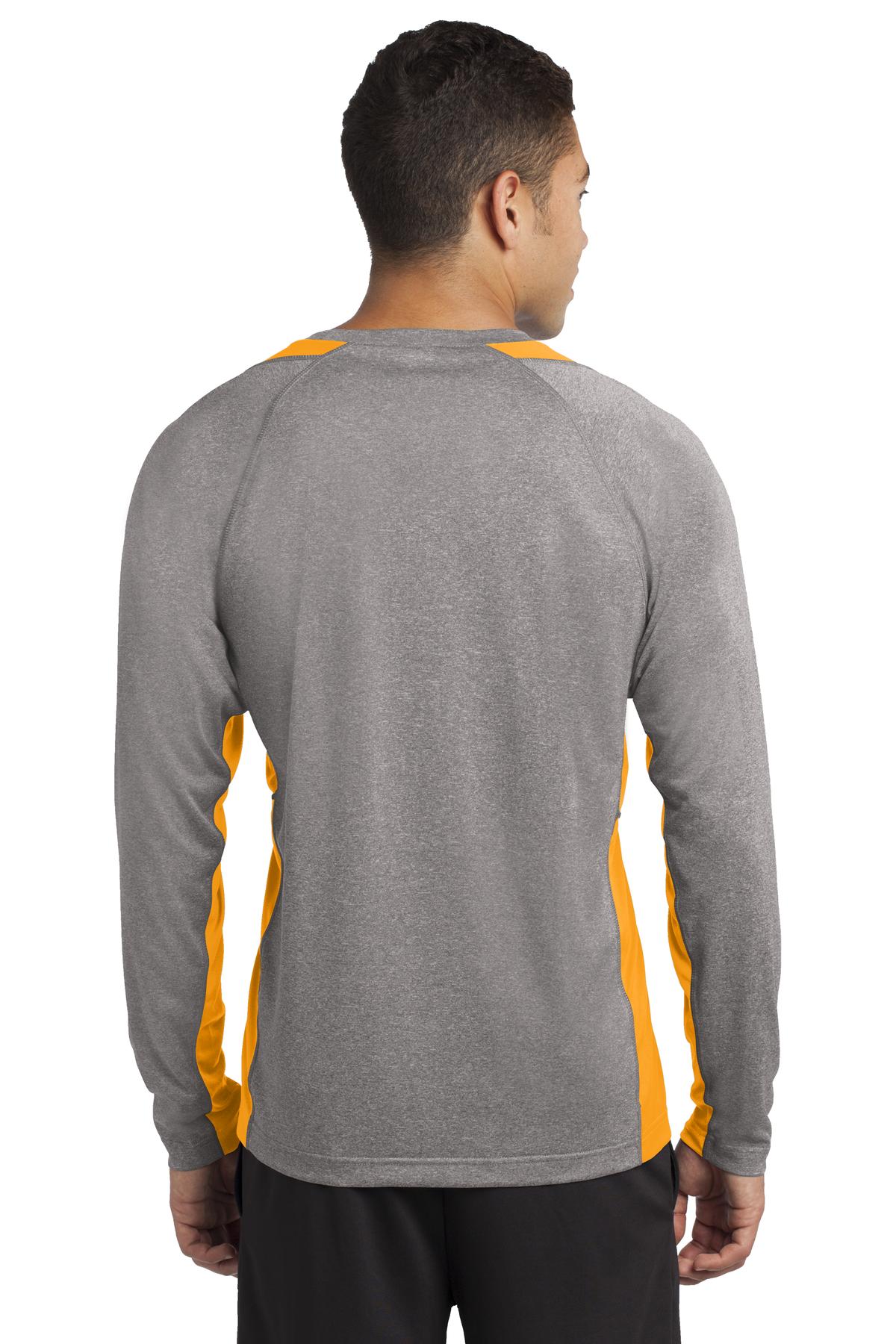 Vnt He/Gold Sport-Tek Long Sleeve Heather Colorblock Contender Tee. ST361LS