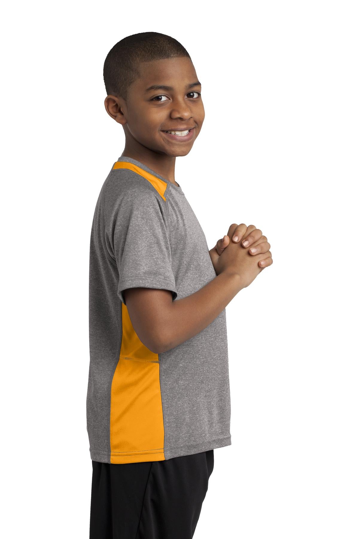 Vnt He/Gold Sport-Tek Youth Heather Colorblock Contender Tee. YST361