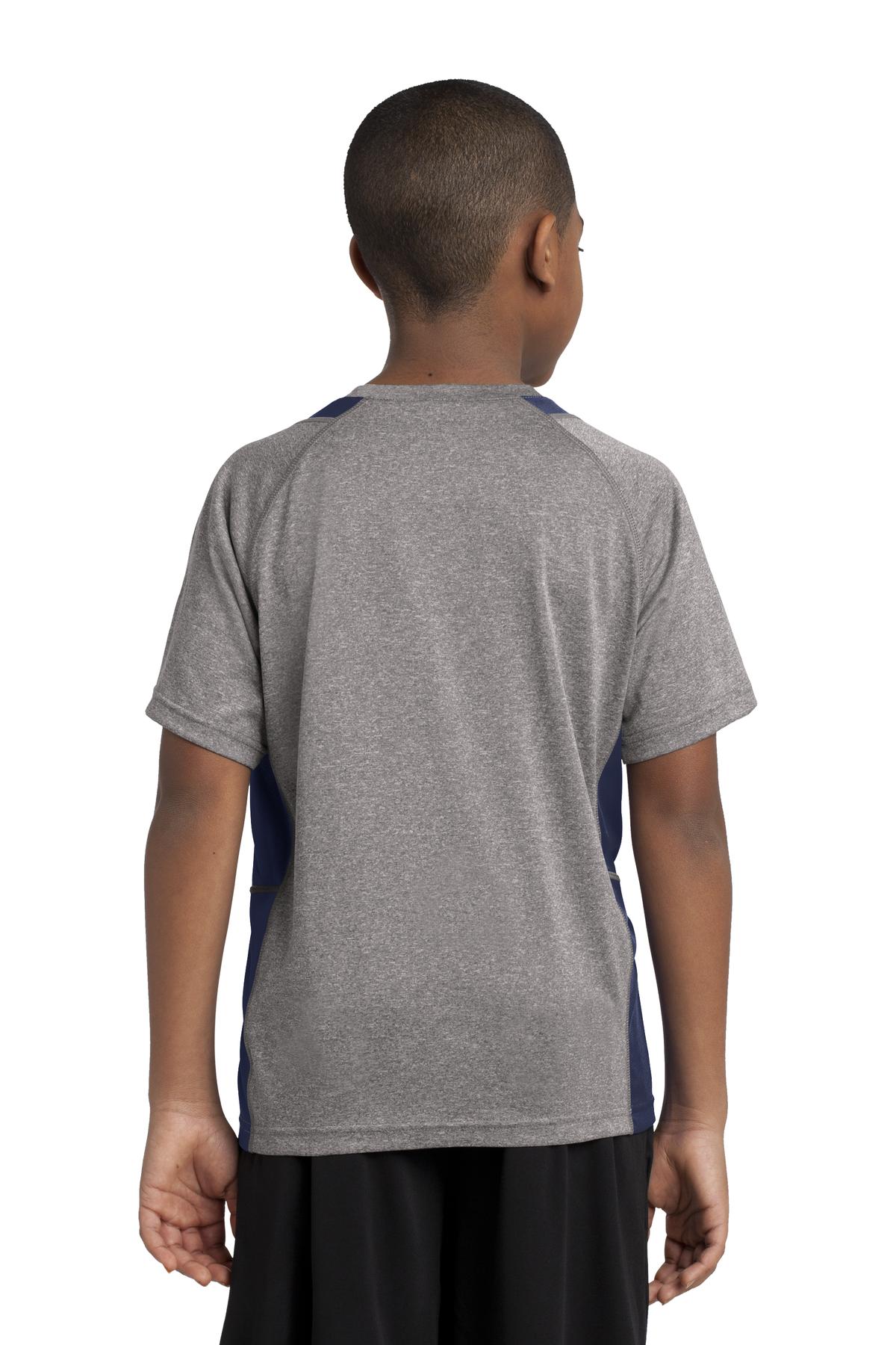 Vnt He/Tr Navy Sport-Tek Youth Heather Colorblock Contender Tee. YST361
