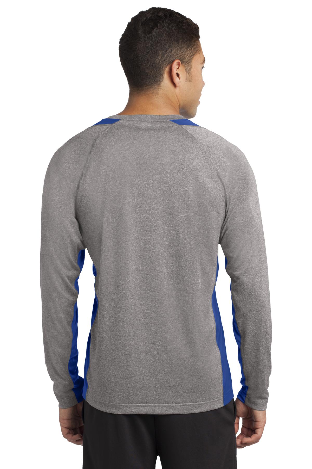 Vnt He/Tr Royl Sport-Tek Long Sleeve Heather Colorblock Contender Tee. ST361LS