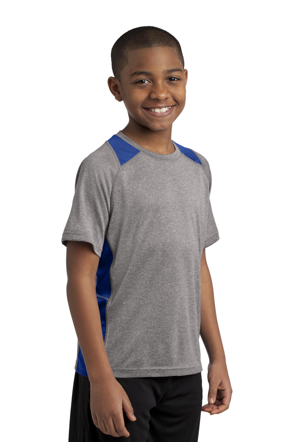 Vnt He/Tr Royl Sport-Tek Youth Heather Colorblock Contender Tee. YST361