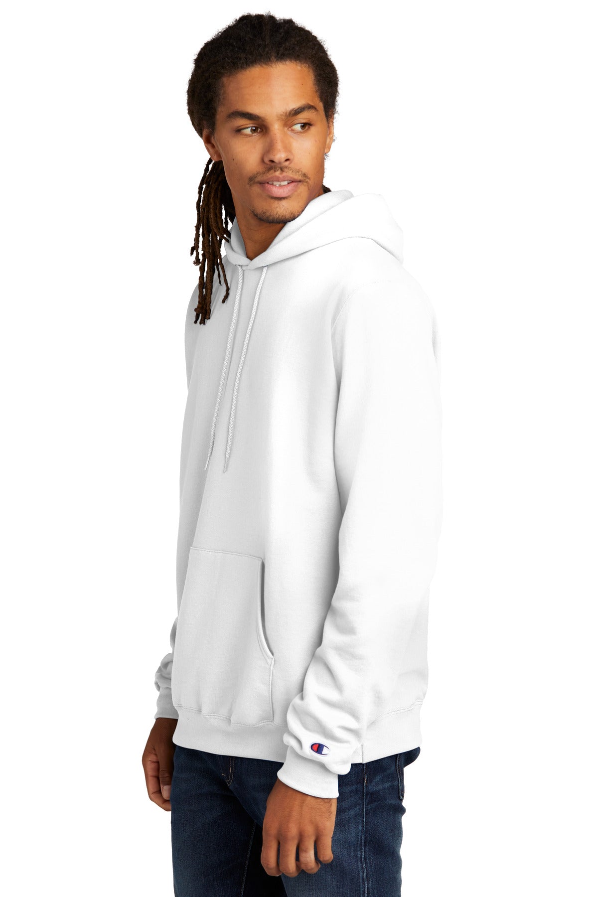 White Champion Powerblend Pullover Hoodie. S700