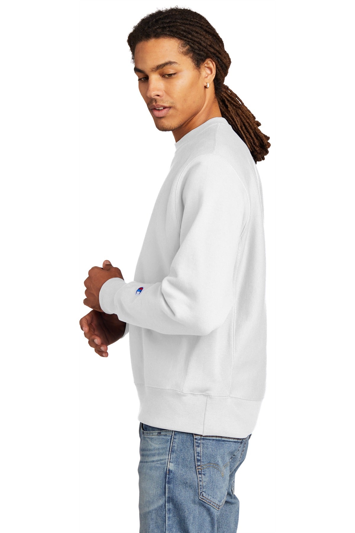 White Champion Reverse Weave Crewneck Sweatshirt S149