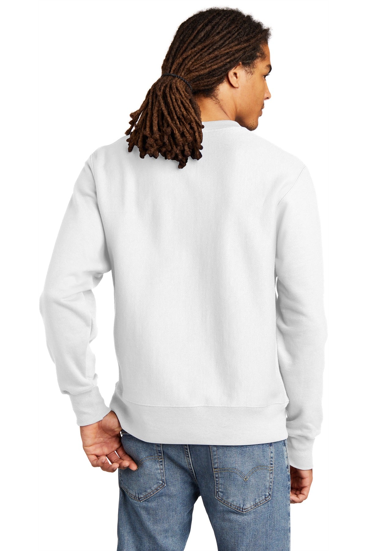 White Champion Reverse Weave Crewneck Sweatshirt S149