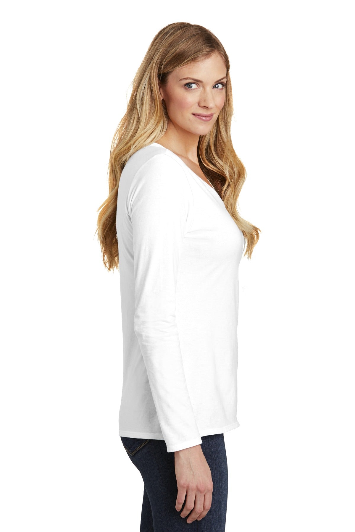 White District Women's Very Important Tee Long Sleeve V-Neck. DT6201