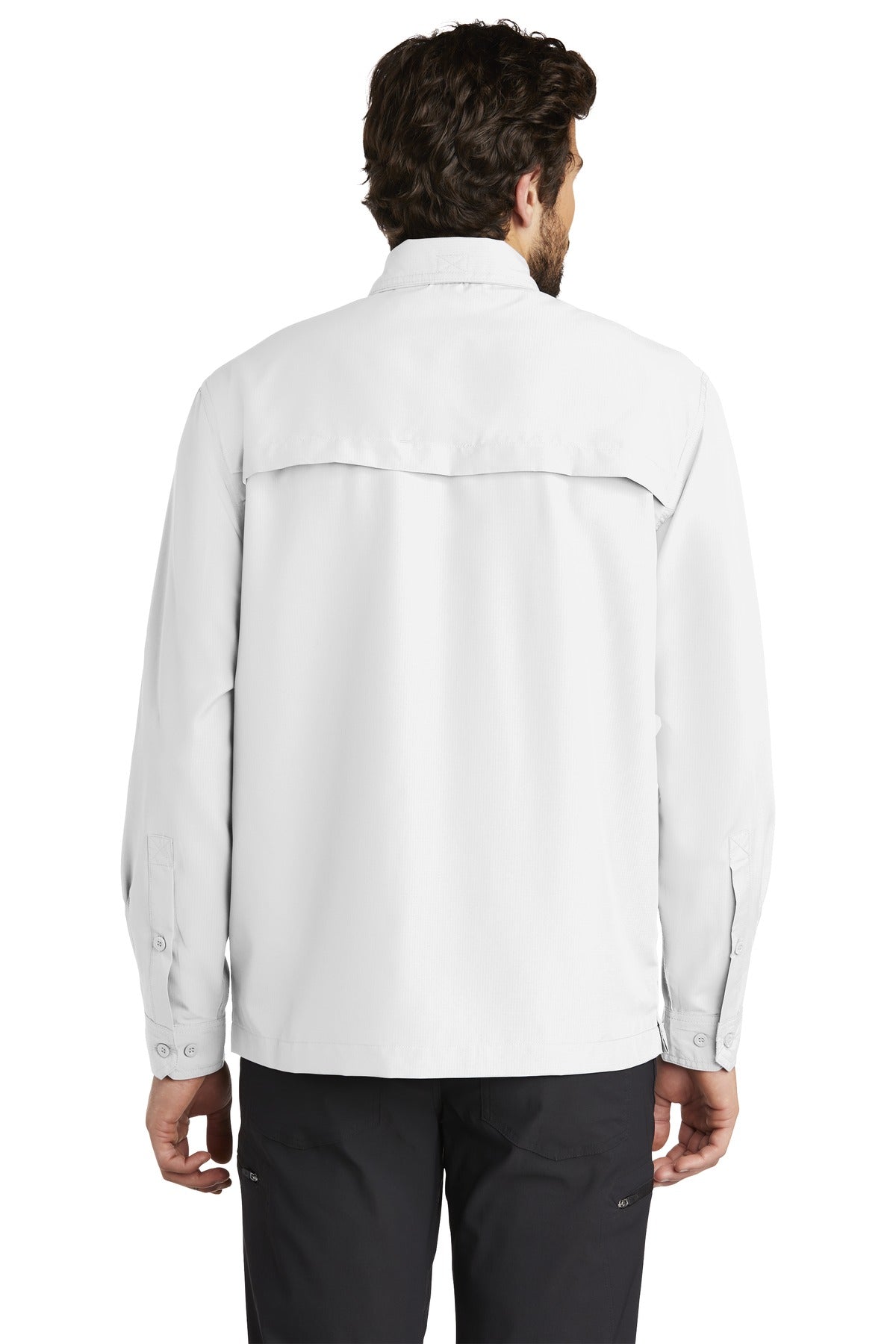 White Eddie Bauer - Long Sleeve Performance Fishing Shirt. EB600