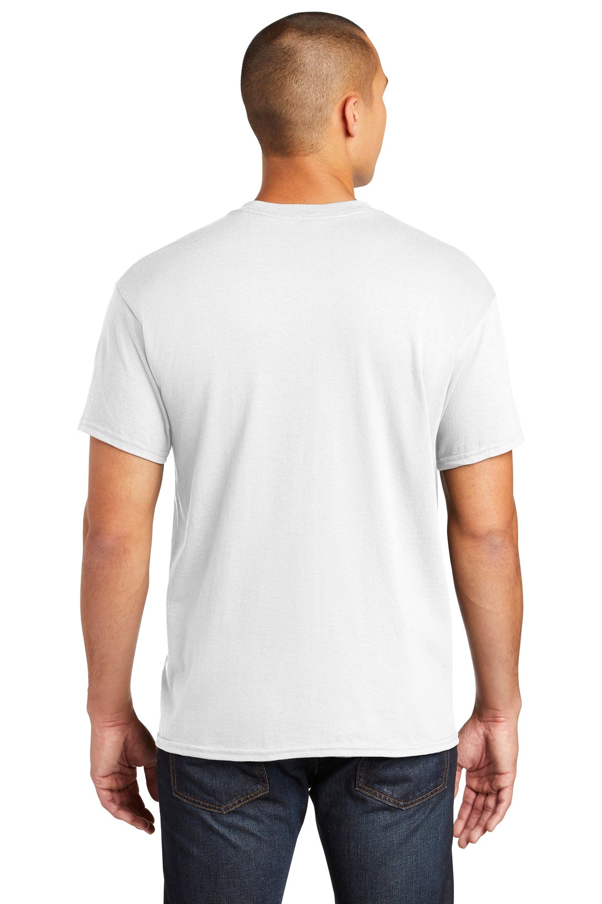 White Gildan Heavy Cotton 100% Cotton Pocket T-Shirt. 5300