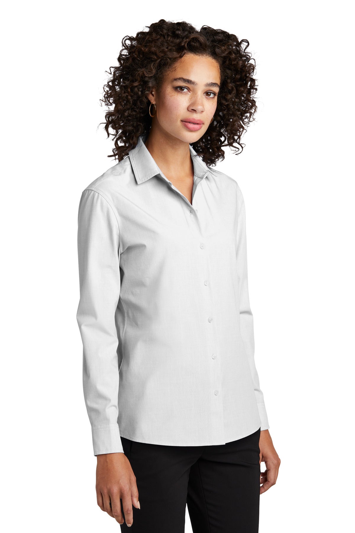 White Mercer+Mettle Women's Long Sleeve Stretch Woven Shirt MM2001