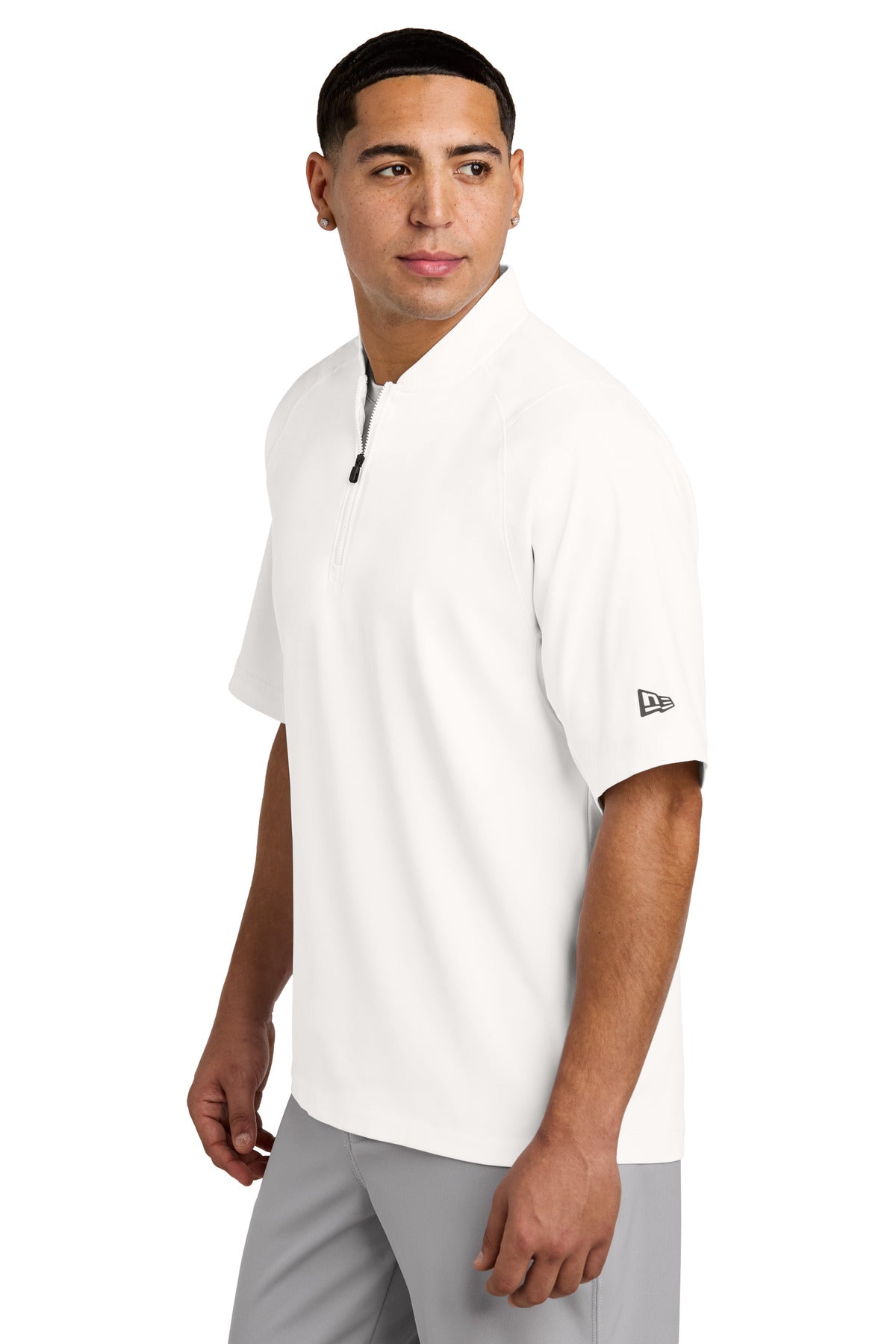 White New Era Cage Short Sleeve 1/4-Zip Jacket. NEA600