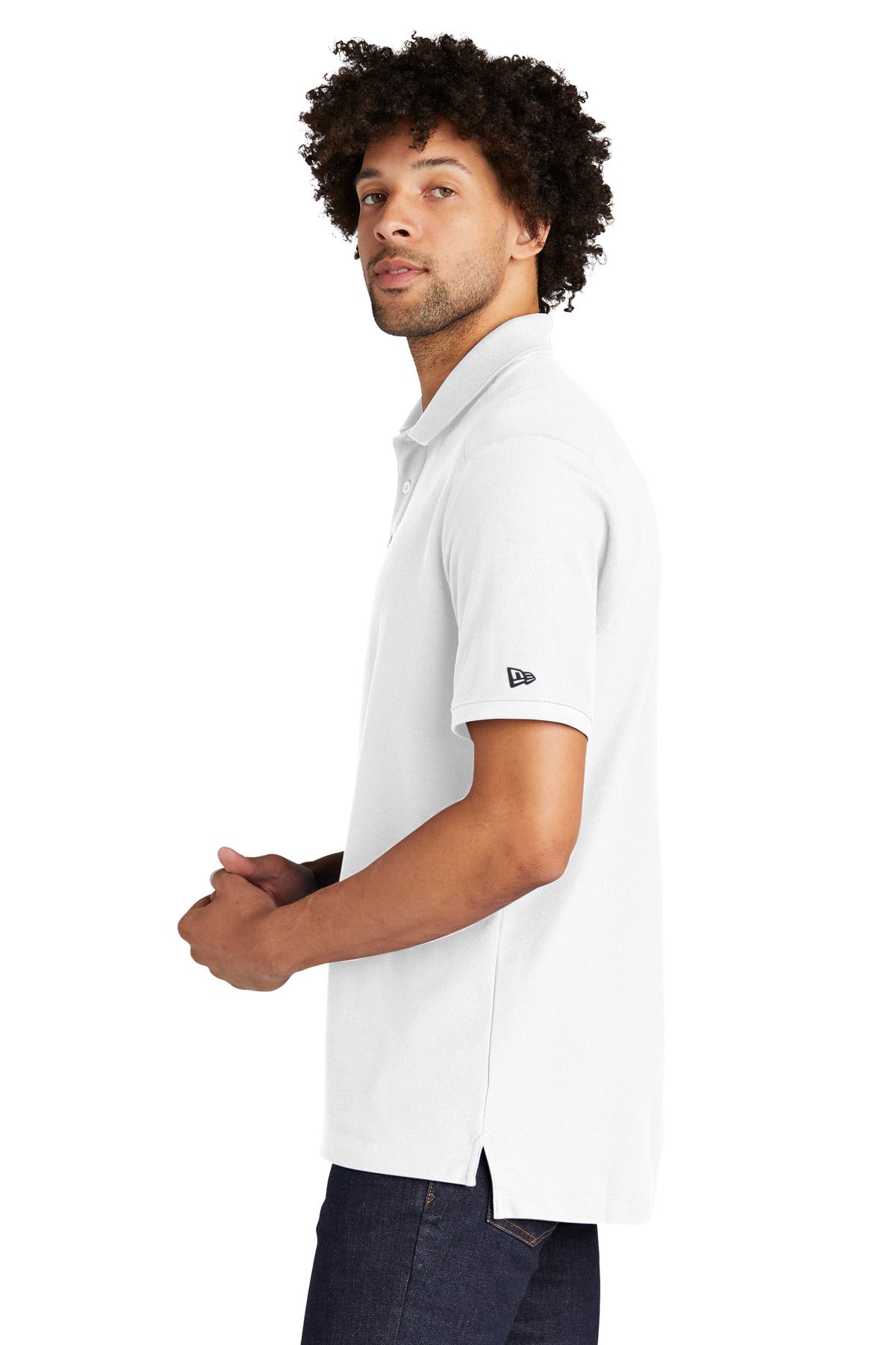 White New Era Venue Home Plate Polo. NEA300