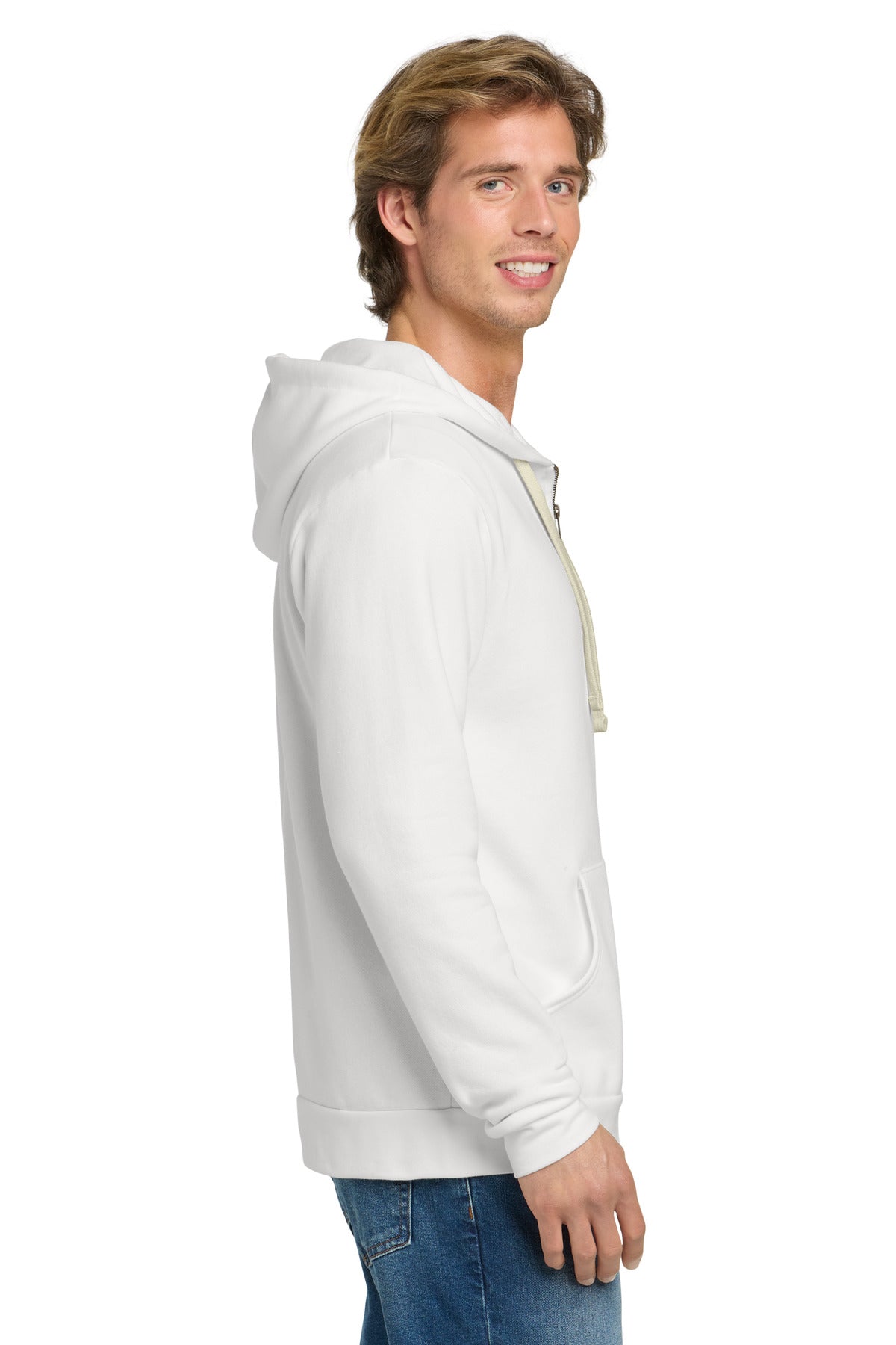 White Next Level Apparel Adult Santa Barbara Zip Hoodie. NL9602