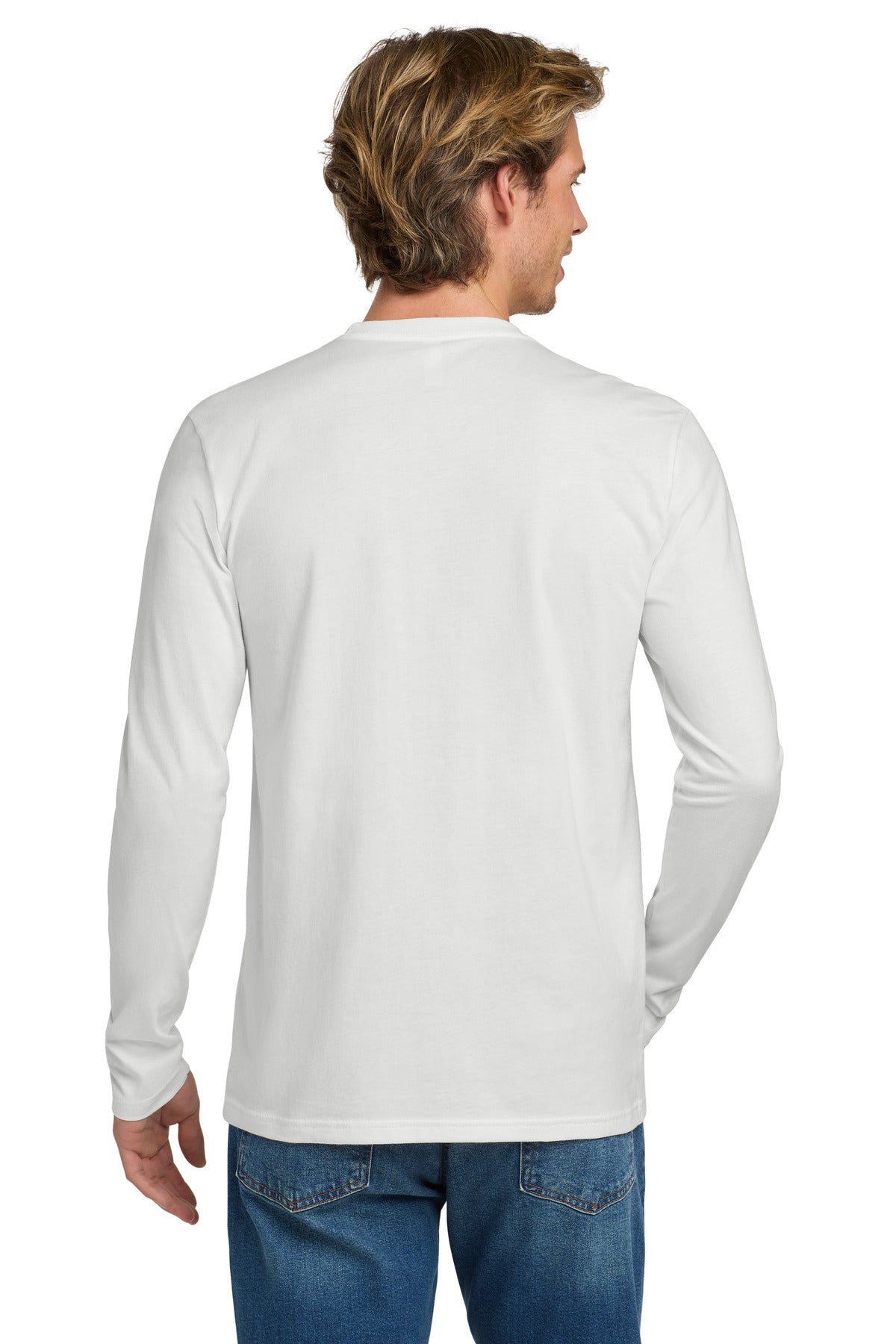 White Next Level Apparel Cotton Long Sleeve Tee. NL3601