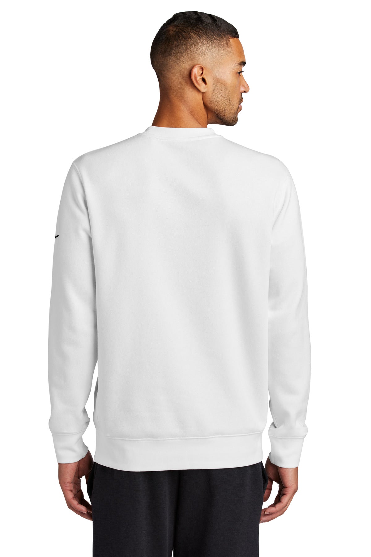 White Nike Club Fleece Sleeve Swoosh Crew NKFD9863
