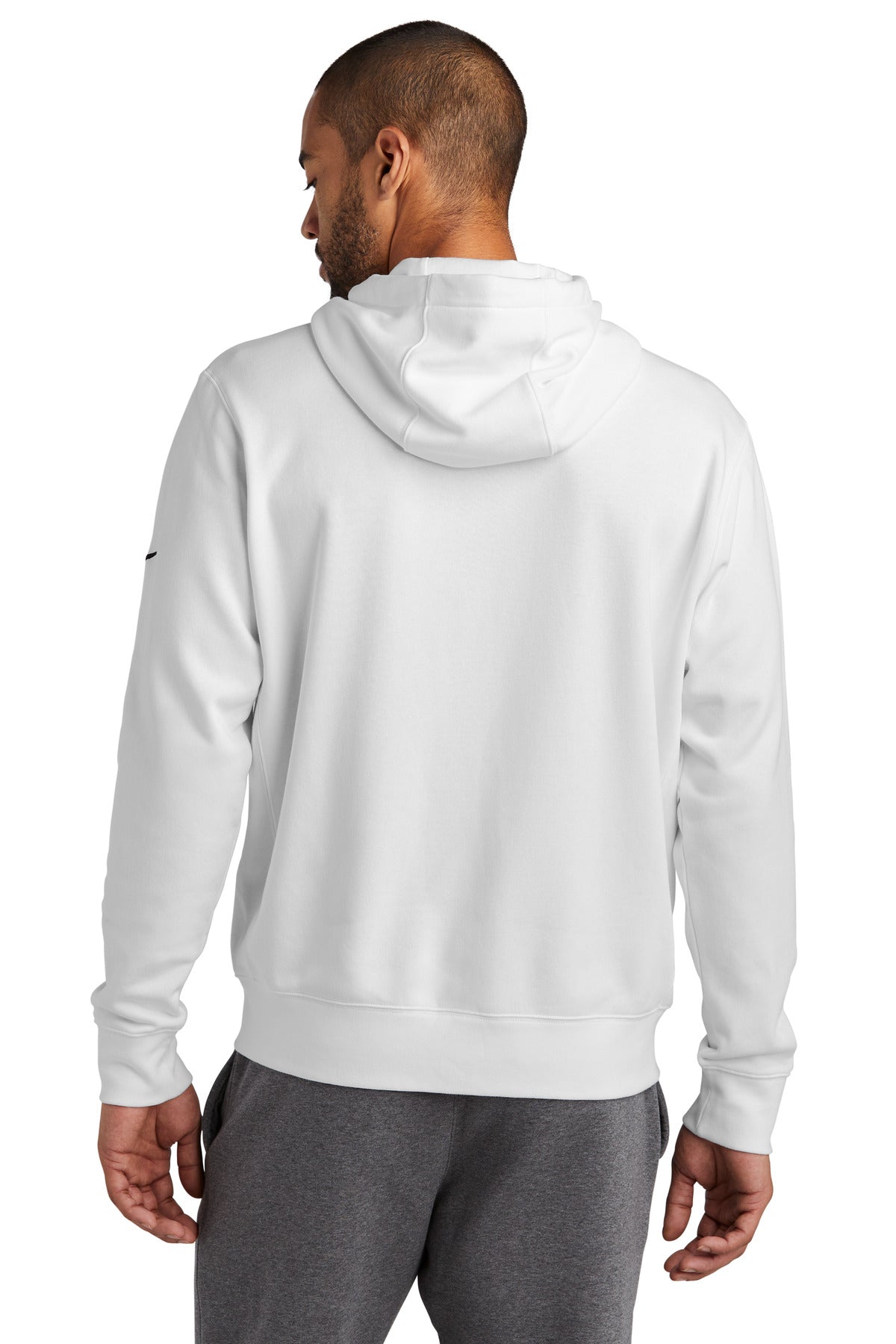 White Nike Club Fleece Sleeve Swoosh Full-Zip Hoodie NKDR1513