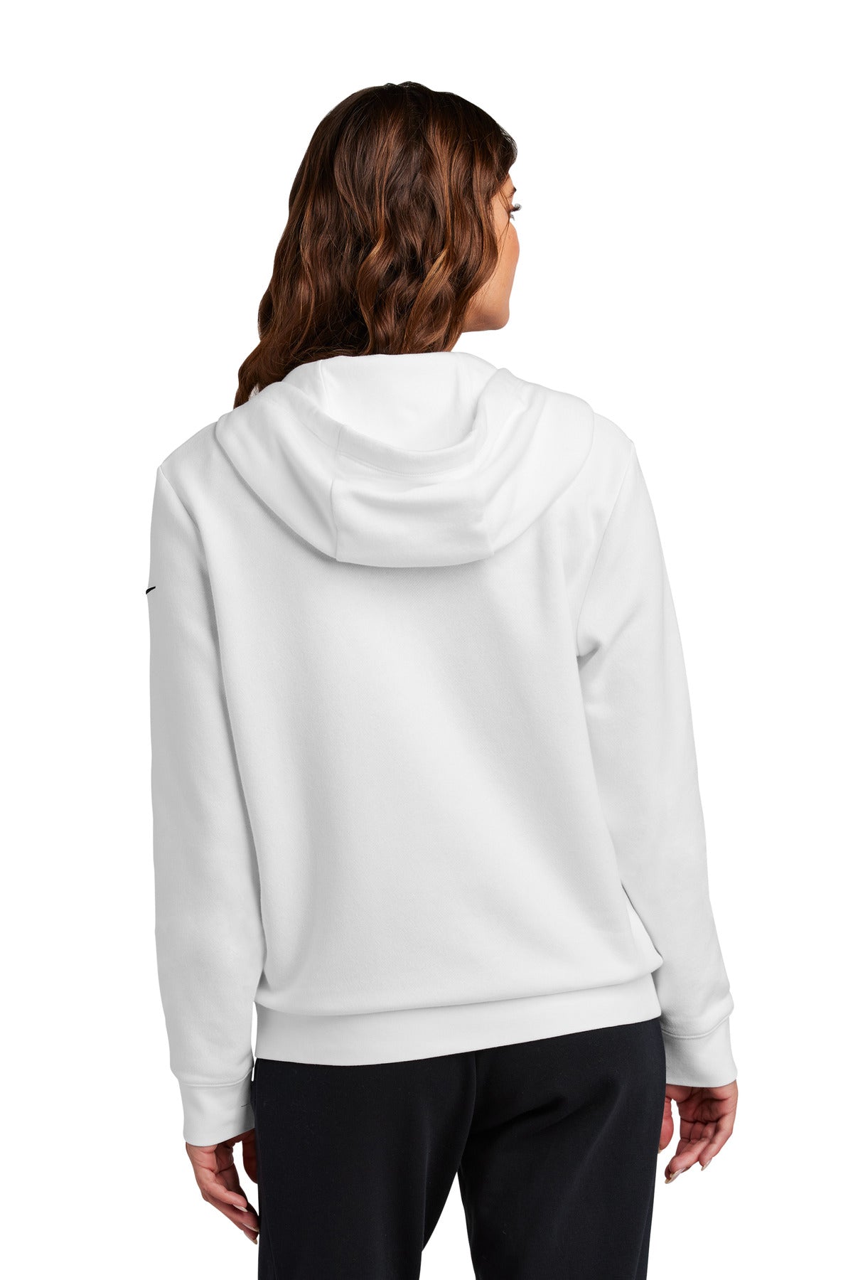 White Nike Women's Club Fleece Sleeve Swoosh Full-Zip Hoodie NKFD9890