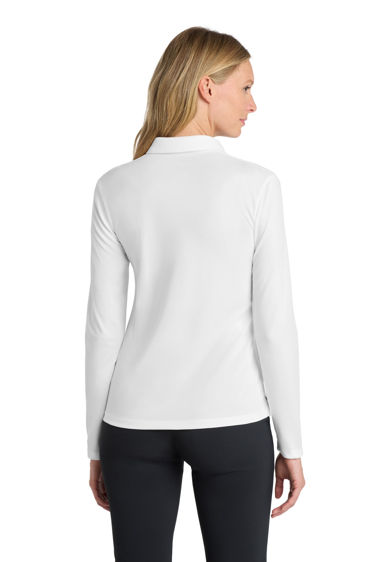 White Nike Women's Dri-FIT Micro Pique 2.0 Long Sleeve Polo NKDC2105