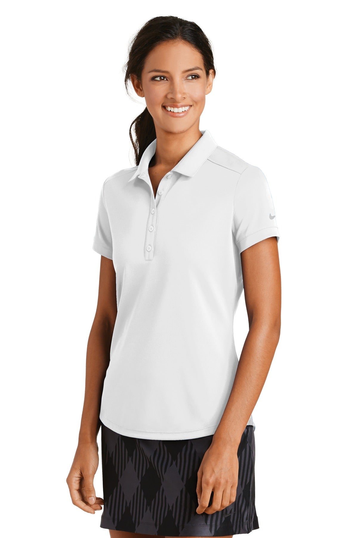 White Nike Women's Dri-FIT Players Modern Fit Polo. 811807