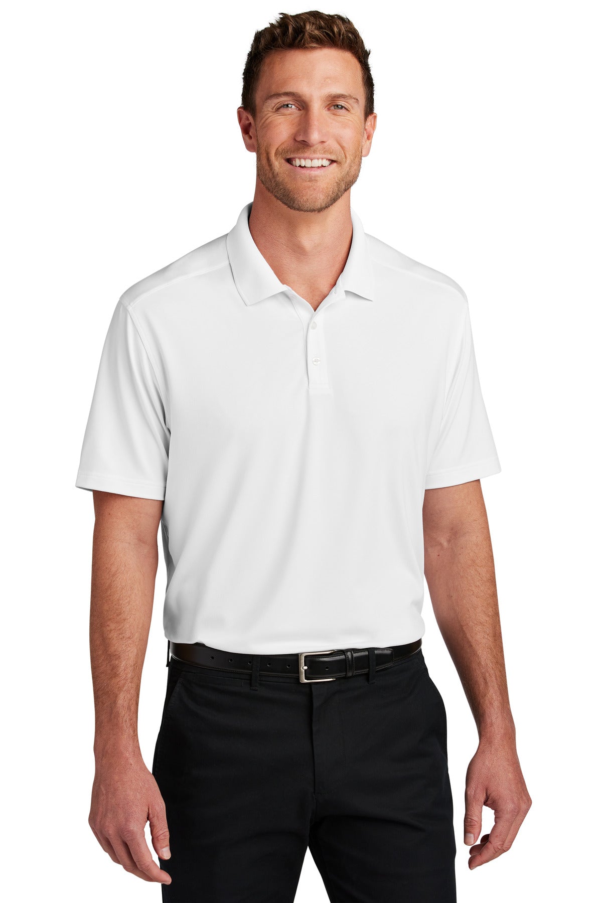 White Port Authority City Stretch Flat Knit Polo K683
