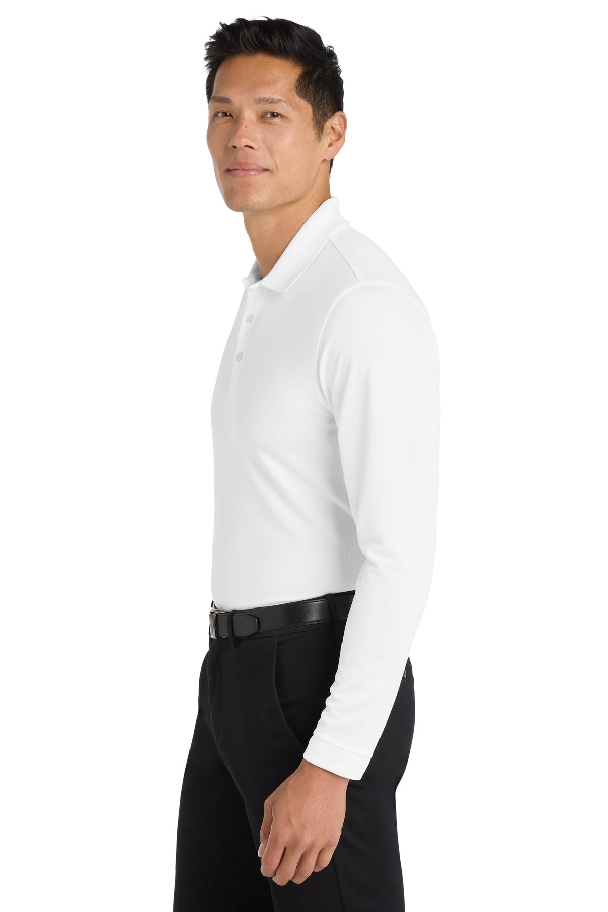White Port Authority Dry Zone UV Micro-Mesh Long Sleeve Polo K110LS
