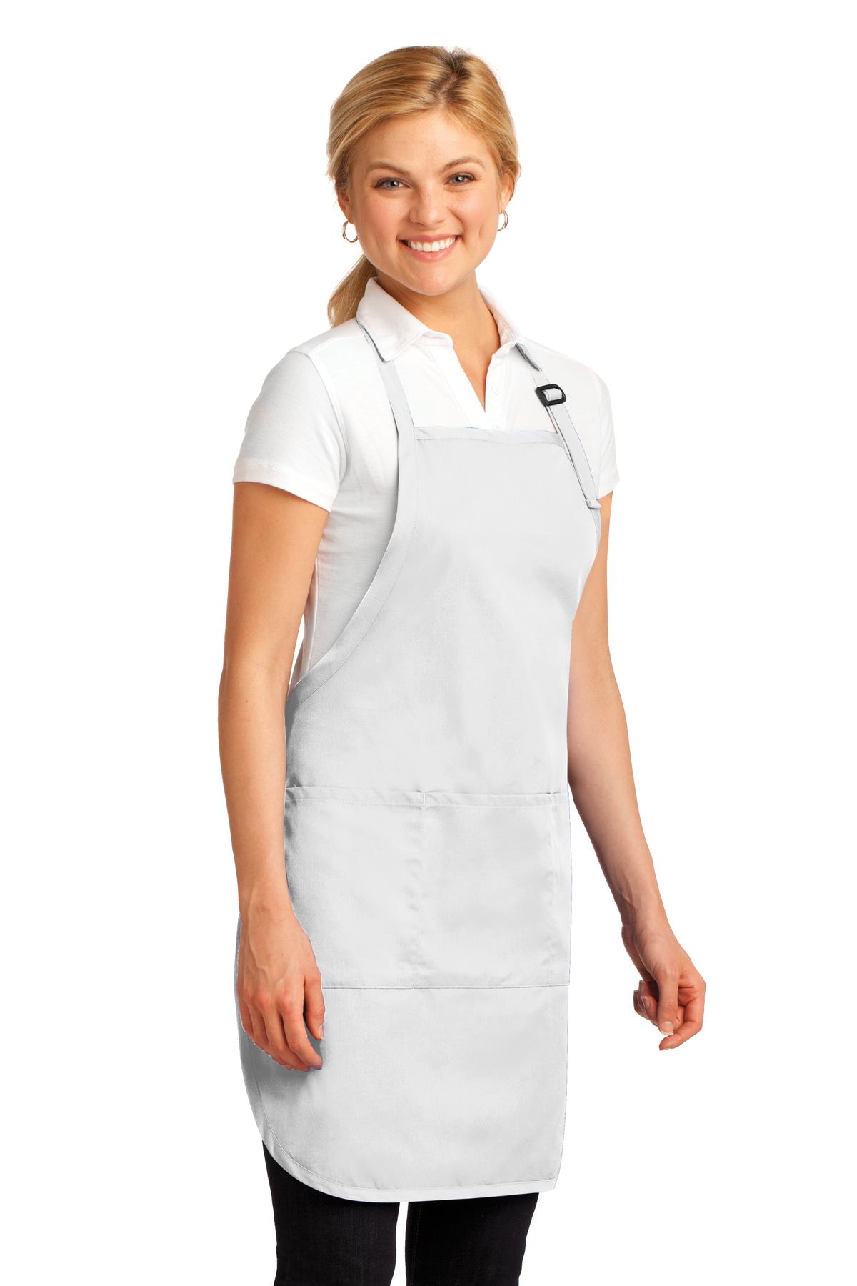 White Port Authority Easy Care Full-Length Apron with Stain Release. A703