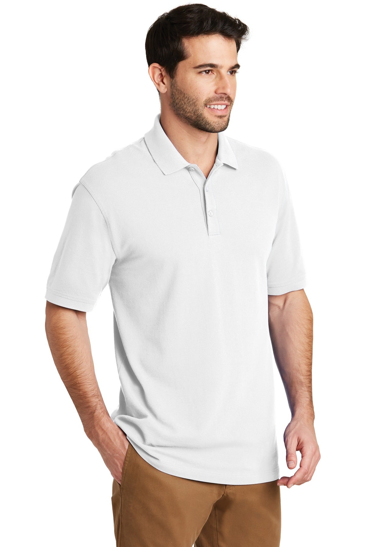 White Port Authority EZCotton Polo. K8000