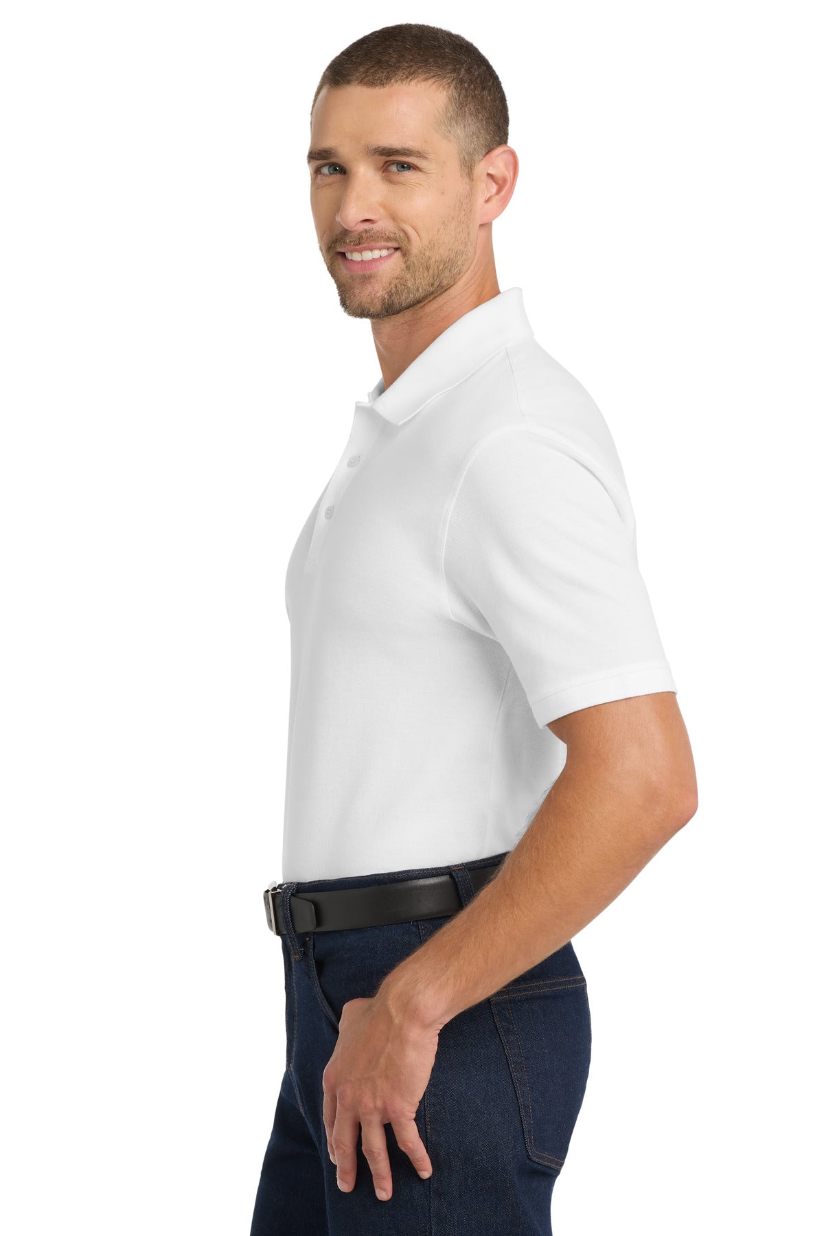 White Port Authority EZCotton Polo. K8000