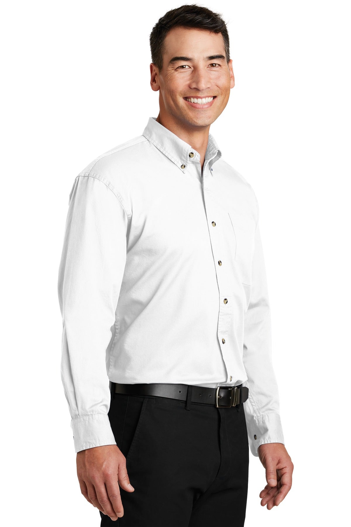 White Port Authority Long Sleeve Twill Shirt. S600T