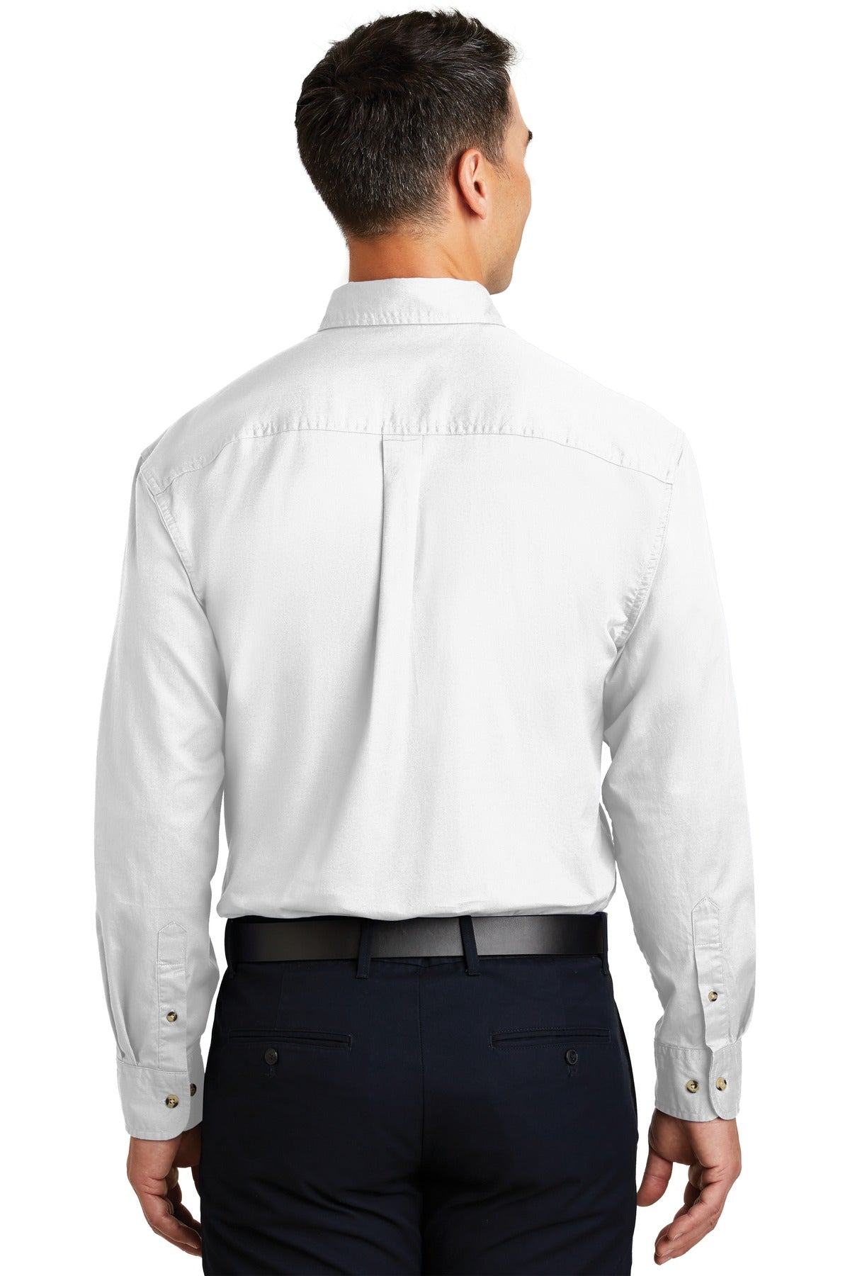 White Port Authority Long Sleeve Twill Shirt. S600T