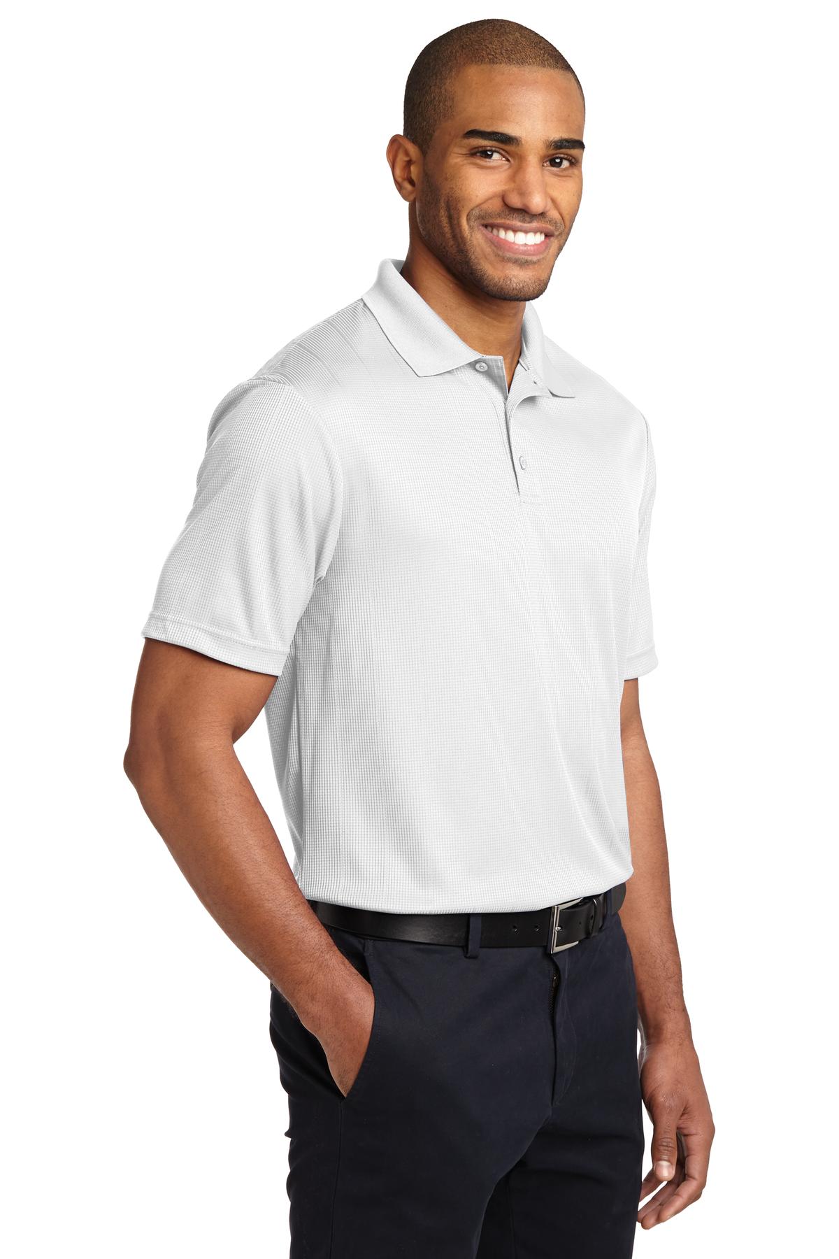 White Port Authority Performance Fine Jacquard Polo. K528