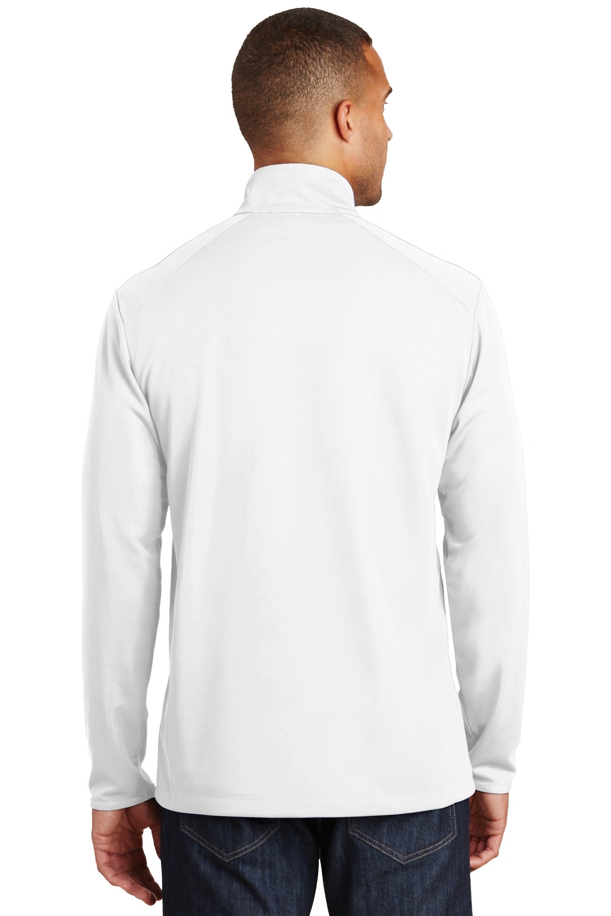 White Port Authority Pinpoint Mesh 1/2-Zip. K806