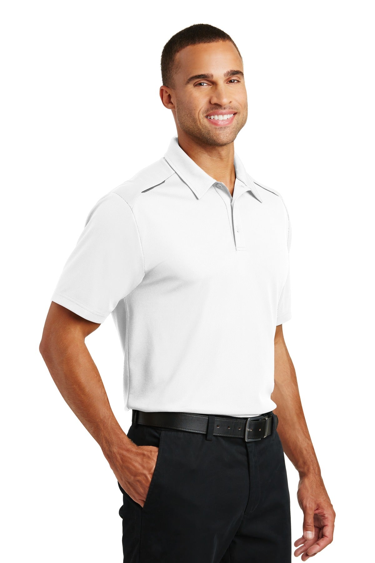 White Port Authority Pinpoint Mesh Polo. K580