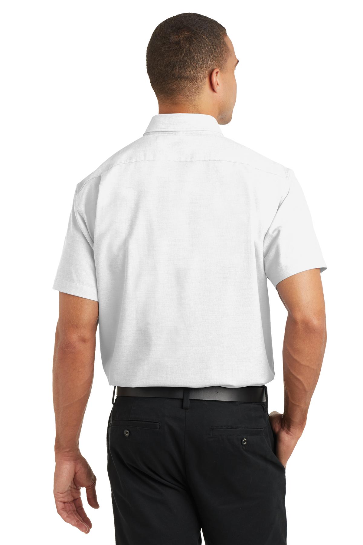 White Port Authority Short Sleeve SuperPro Oxford Shirt. S659