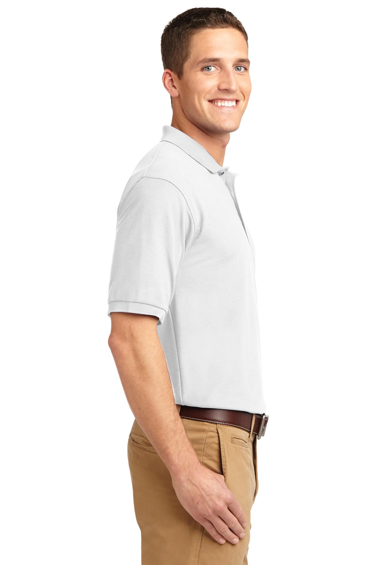 White Port Authority Tall Silk Touch Polo. TLK500
